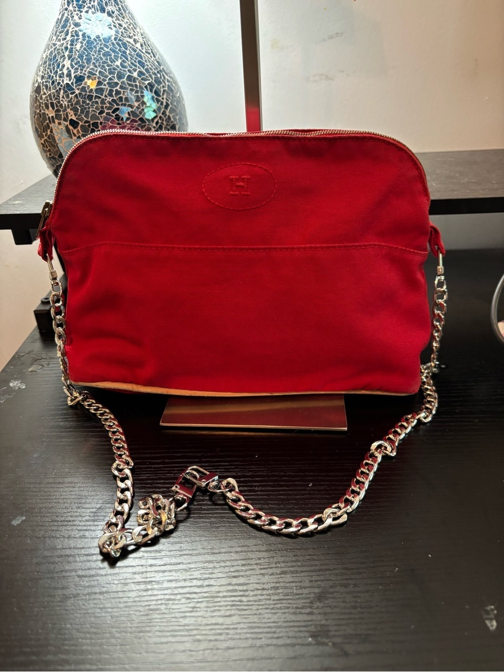 Authentic Hermès Bolide Pouch Iconic Red Canvas – Crossbody Convertible Option
